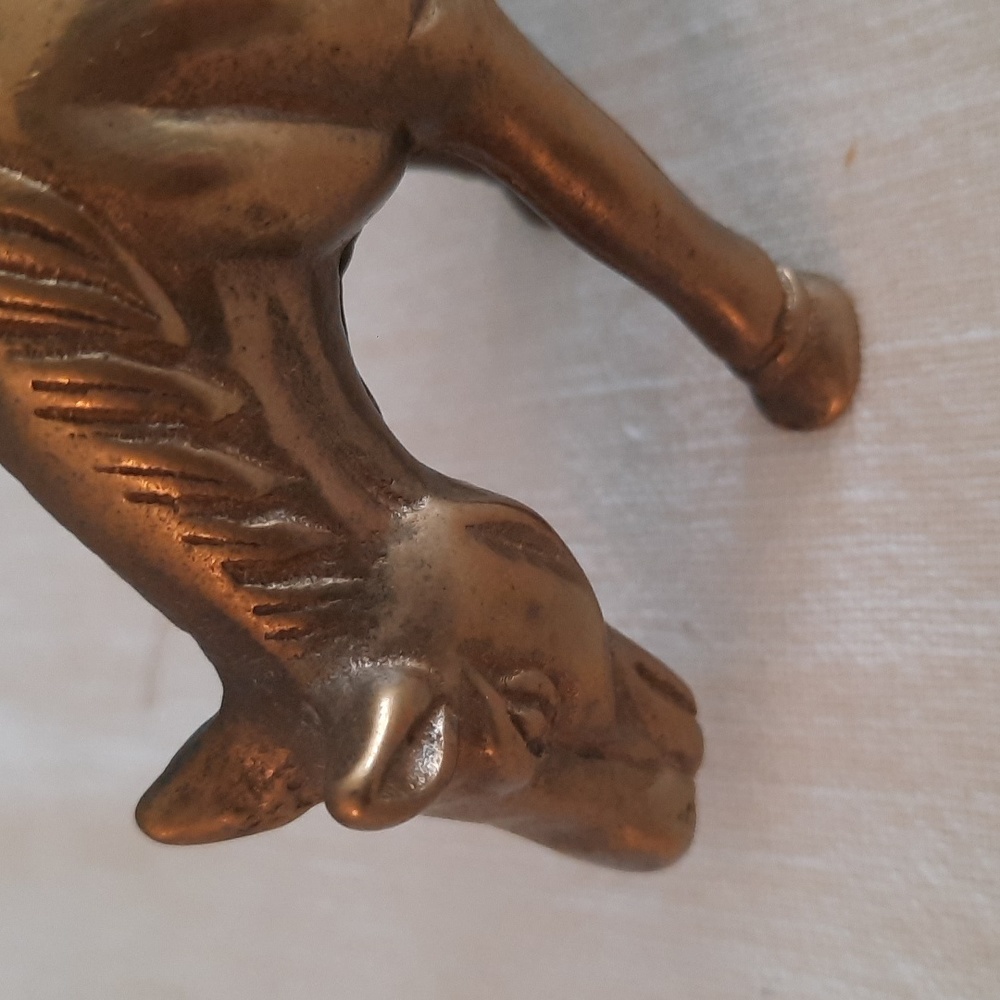 Vintage Brass Grazing Horse